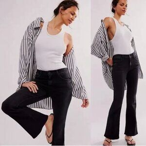 MOTHER The Weekender Deep End Black Flare Denim Jeans Size 32